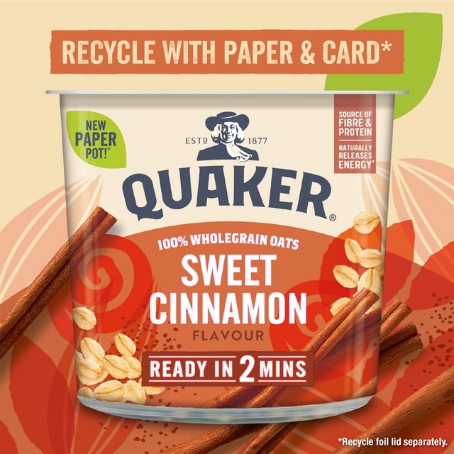 Quaker sweet cinnamon porridge pot 57g (British brand)