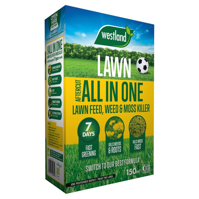 Westland Aftercut All In One Lawn Feed, Weed & Moss Killer 150M2 - British product