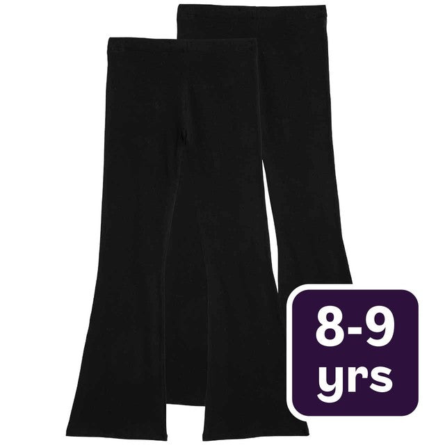 M&S Girls Cotton Flared Leggings, 8-9 Years, Black