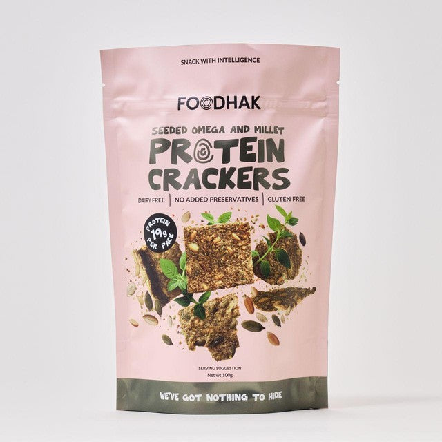 Foodhak seeded omega and millet crackers 100g - British product