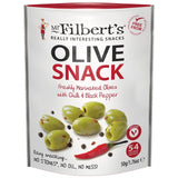 Mr Filbert's green olives with chilli and black pepper 50g, imported from the UK