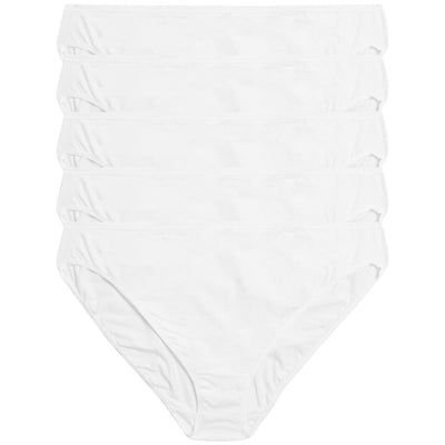 M&S No VPL Cotton Modal High Leg Knickers 5 Pack in White Size 12
