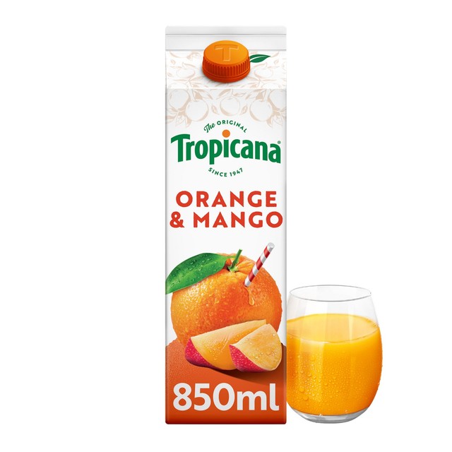 Tropicana orange & mango juice 850ml (British brand)