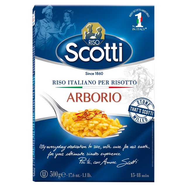 Riso Scotti Arborio risotto rice 500g, imported from the UK