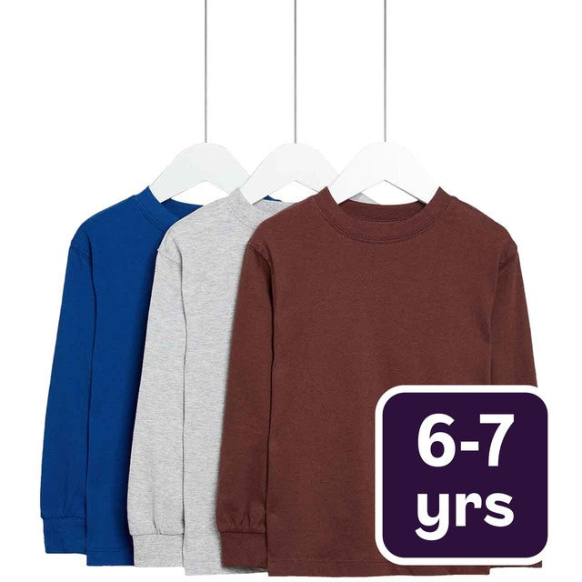 M&S long sleeve children's tops blue plain stripe, imported from the UK