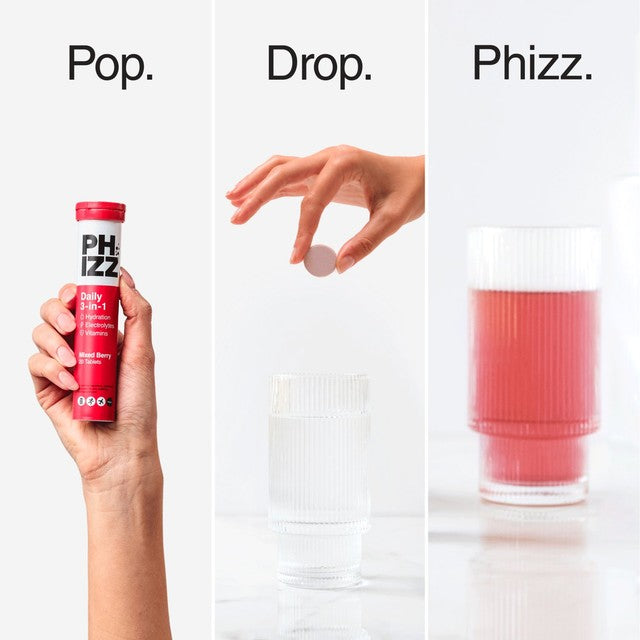 Phizz Mixed Berry hydration tablet 20 tablets, imported from the UK