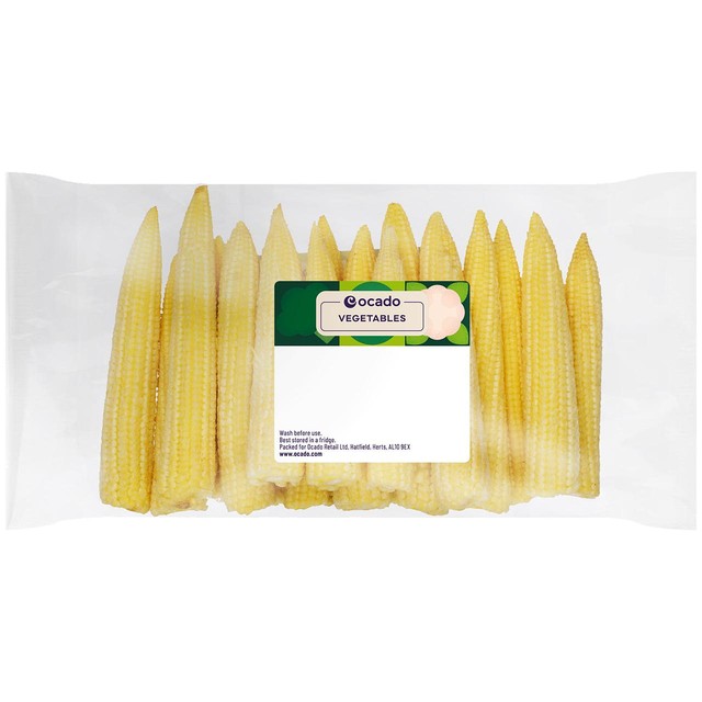 Ocado baby corn 285g, imported from the UK