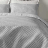 M&S Single Geometric Sateen Bedding Set Grey, imported from the UK