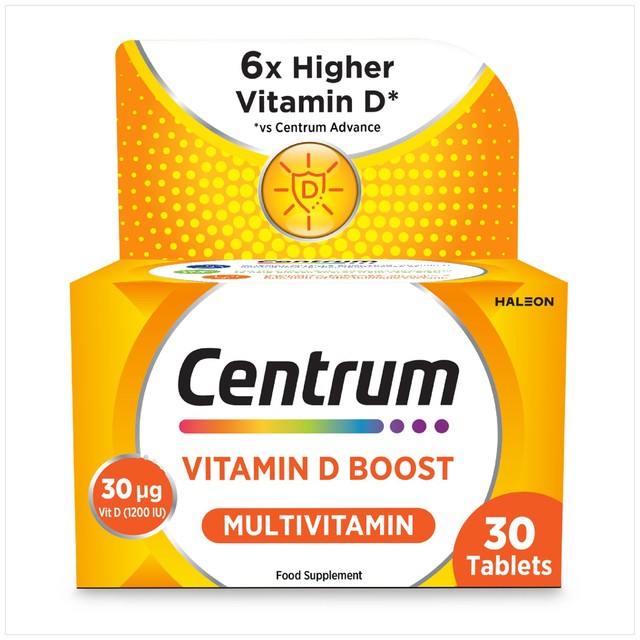 Centrum Vitamin D Boost multivitamin supplement 30 tablets - British product