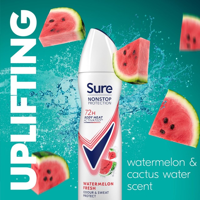 Sure Women's Watermelon Fresh Anti-Perspirant Deodorant Spray 150ml (British brand)