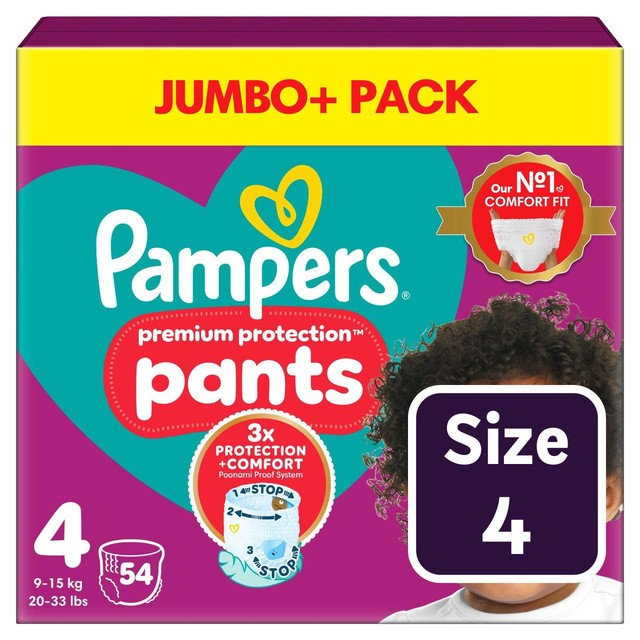 Pampers Premium Protection Nappy Pants Size 4 (9-15kg), imported from the UK
