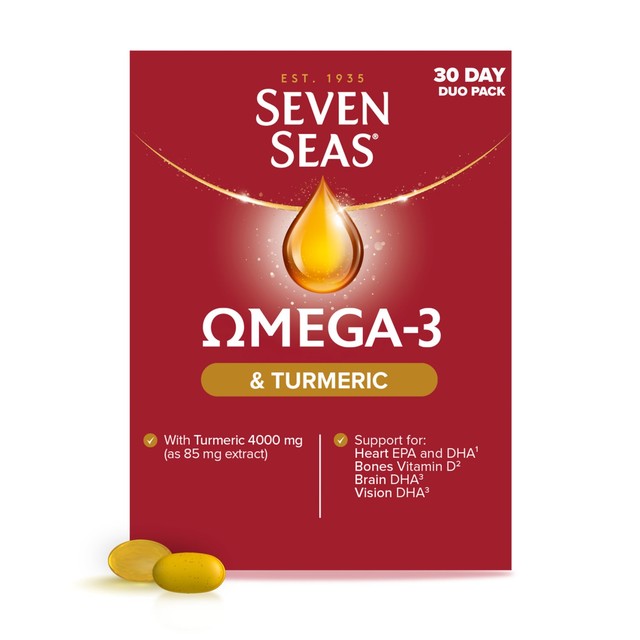 Seven Seas Omega-3 Fish Oil & Turmeric with Vitamin D 30 Day Duo Pack (British brand)