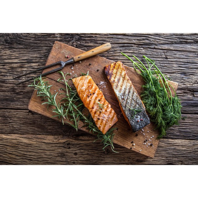 Russell's organic salmon fillets 240g, imported from the UK