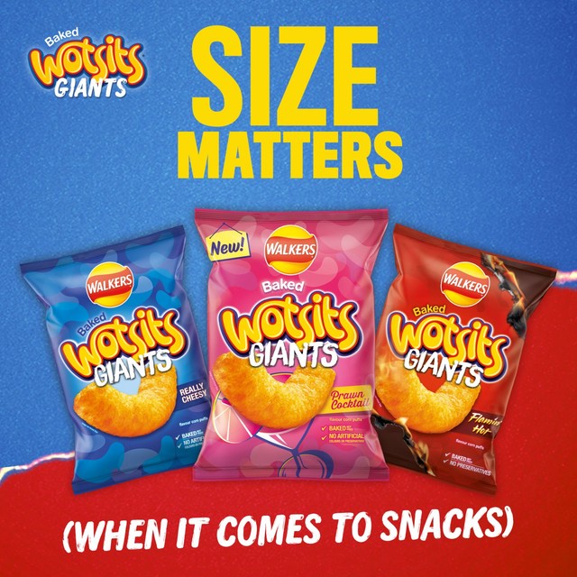 Walkers Wotsits Giants Prawn Cocktail baked corn puffs 105g (British brand)