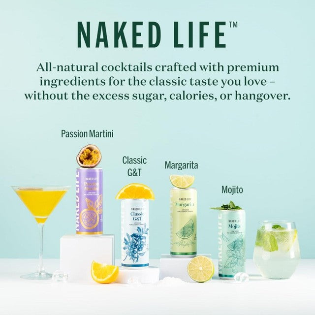 Naked Life Margarita alcohol-free cocktail 4 x 250ml, imported from the UK