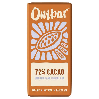 OMBAR 72% Cacao Organic Vegan Fair Trade Dark Chocolate 70g