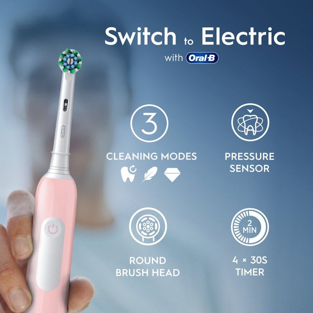 Oral-B Pro 1 Cross Action pink toothbrush, imported from the UK
