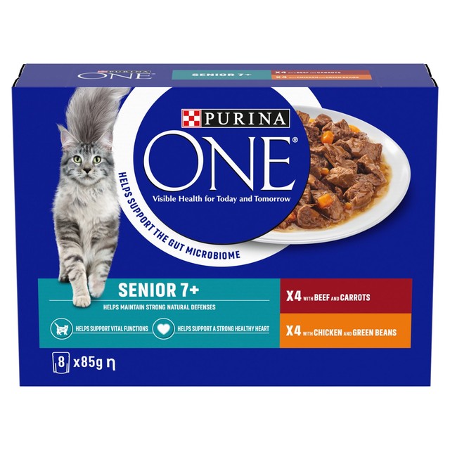 Purina One Senior cat food 8x85g, imported from the UK