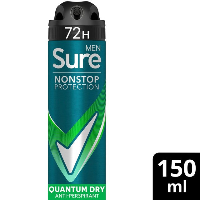 Sure men's antiperspirant deodorant spray Quantum Dry 150ml (British brand)