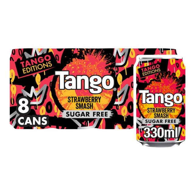 Tango Strawberry Smash sugar-free soft drink 8x330ml (British brand)