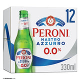 Peroni Nastro Azzurro 0% alcohol-free beer 12x330ml bottles, imported from the UK