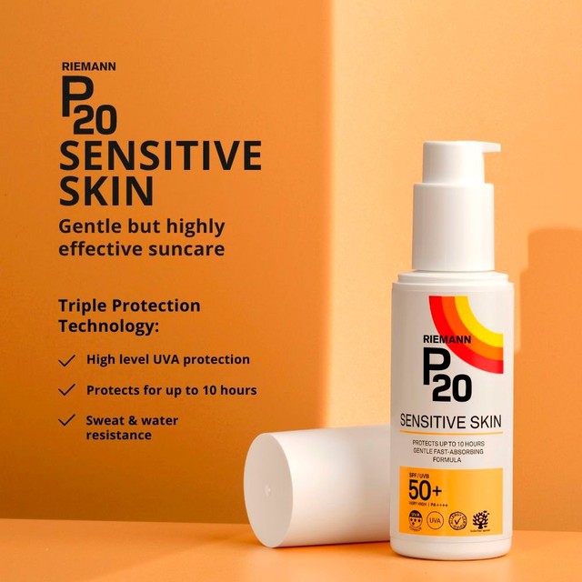 Riemann P20 Sensitive SPF 50+ sun cream 200ml, imported from the UK