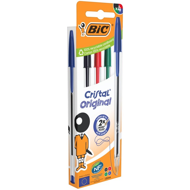 Bic Ballpoint Pens Assorted Colors Box of 4 - British product