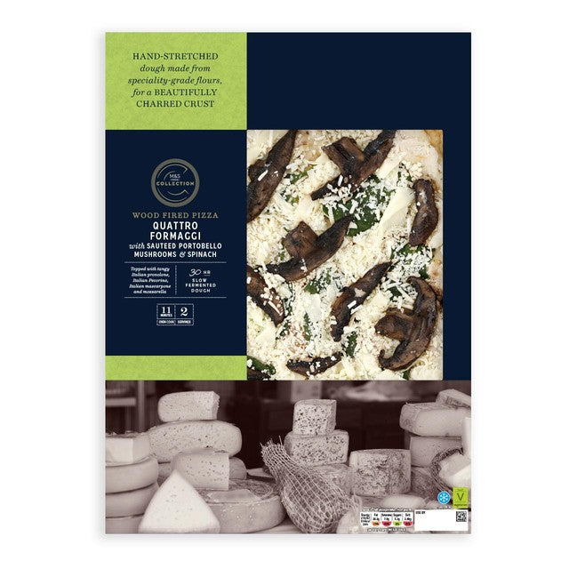 M&S Quattro Formaggi pizza 451g, imported from the UK