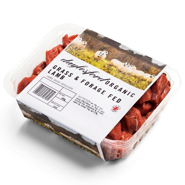 Daylesford Organic pastured diced shoulder of lamb 400g - British product