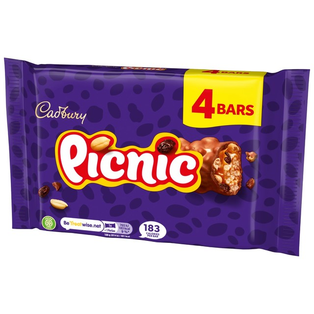 Cadbury Picnic chocolate bar 4 x 38g - British product