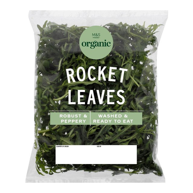 M&S organic rocket salad leaves 80g, imported from the UK