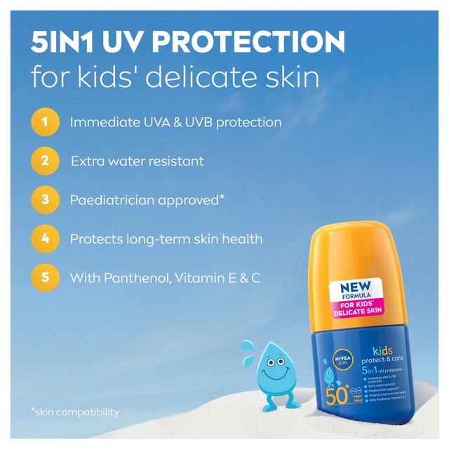 Nivea kids sun cream SPF 50+ roll-on 50ml, imported from the UK