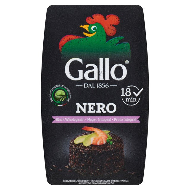 Riso Gallo Black Wholegrain Rice 500g, imported from the UK