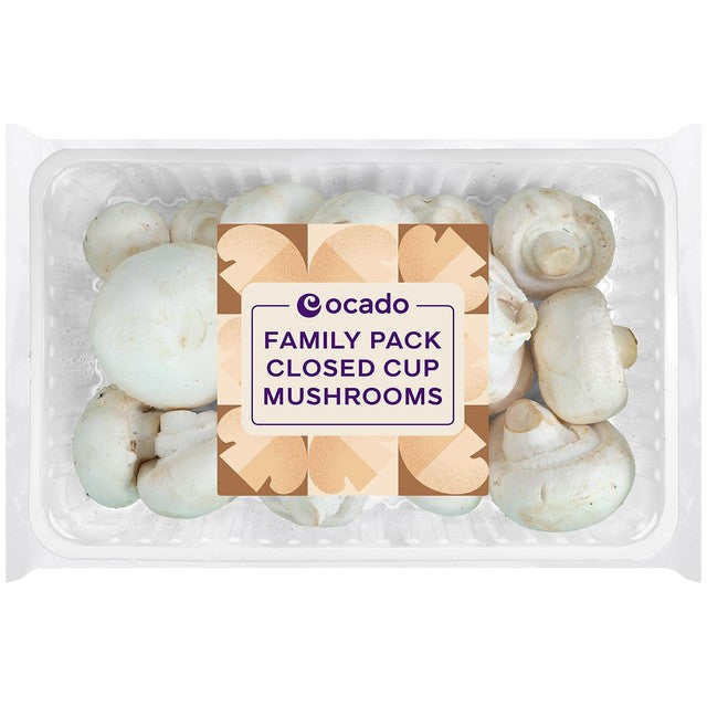 Ocado closed cup mushrooms 625g, imported from the UK