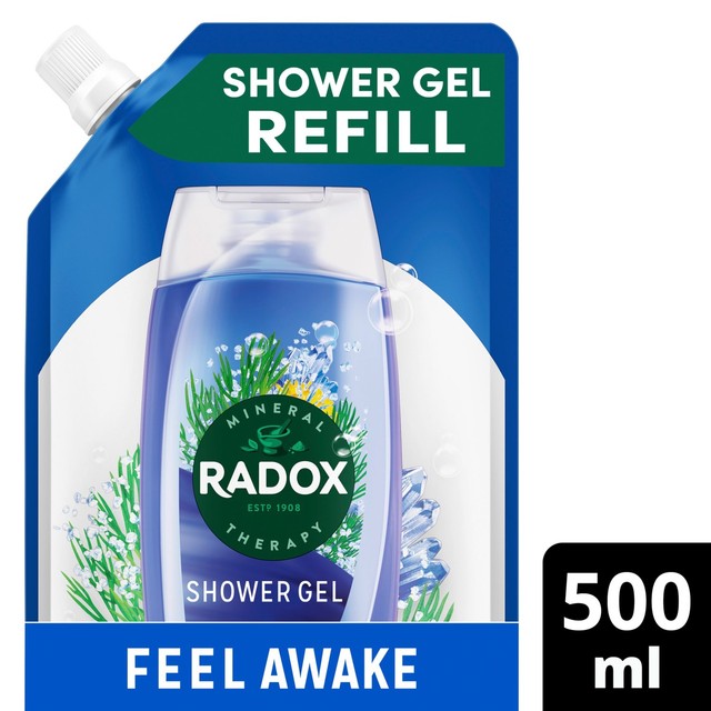 Radox Feel Awake Shower Gel & Shampoo Refill 500ml, imported from the UK