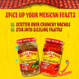 Old El Paso sliced green jalapeños 215g, imported from the UK