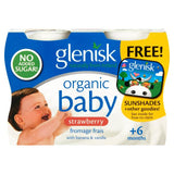 Glenisk Organic Baby Strawberry Fromage Frais with Banana  Vanilla 6 Months 4 x 60g 240g