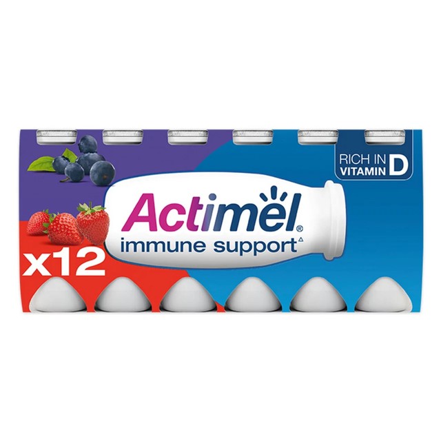 Actimel strawberry blueberry yoghurt drink 12 x 100g multipack - British product