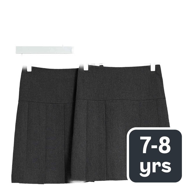 M&S grey children's pleated skirt 2-pack 7-8 years, imported from the UK