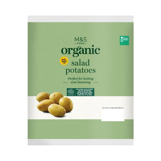 M&S organic salad potatoes 750g, imported from the UK