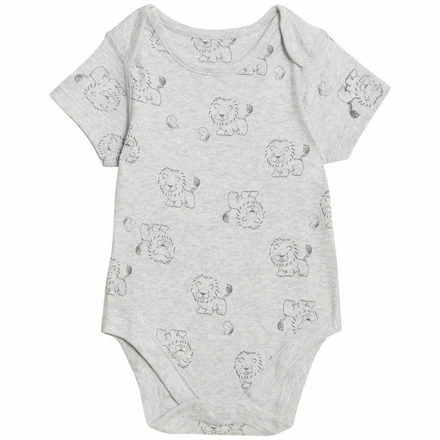 M&S Lion Bodysuits Grey Mix 0-3 Months Baby, imported from the UK