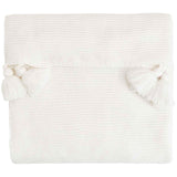 M&S Knitted Tassel Throw in Cream, imported from the UK