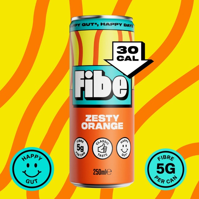 Fibe Zesty Orange canned fibre drink 4 x 250ml - British product