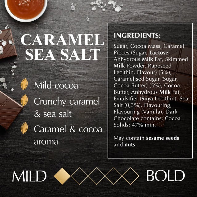 Lindt dark caramel sea salt chocolate bar 100g, UK version