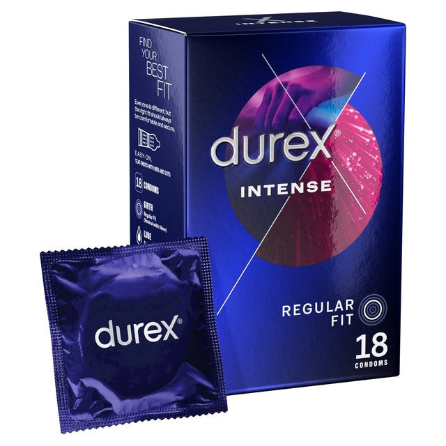 Durex Intense Ribbed & Dotted Regular Fit Condoms 18 Pack - British product