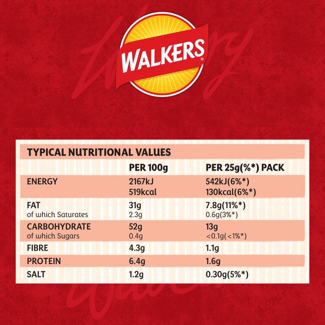Walkers Ready Salted crisps 6 bags (British brand)