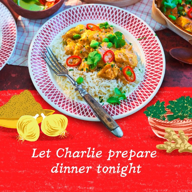 Charlie Bigham's Thai Red Chicken Curry & Fragrant Rice ready meal 835g - British product