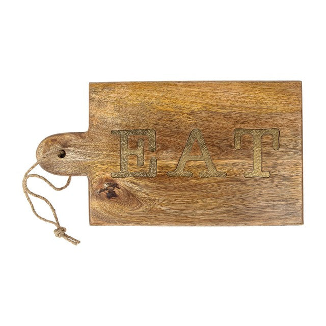 Artesa mango wood serving board with EAT lettering 38x20cm - British product