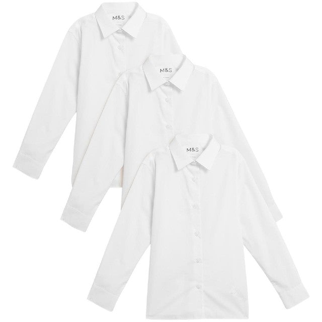 M&S Girls 3-Pack School Shirt 3-4 Years, imported from the UK