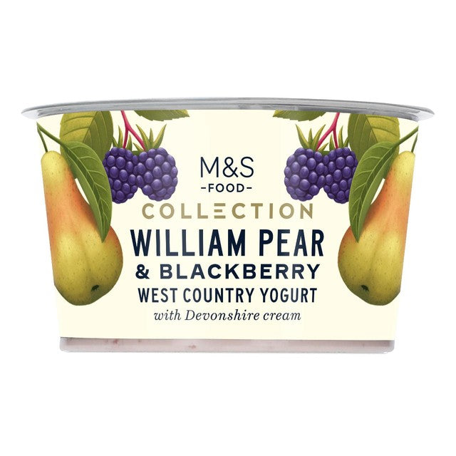 M&S William pear & blackberry yogurt 150g, imported from the UK